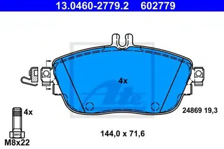 ATE 13046027792 Колодки торм.передние Mercedes W246 1.82.0CDi 11>