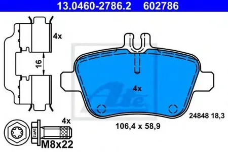 ATE 13046027862 Колодки торм.задние Mercedes SLK R172 2.0-3.5 11>