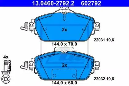 ATE 13046027922 Колодки торм.передние Mercedes W205 C180 1.6-2.02.2CDI 14>