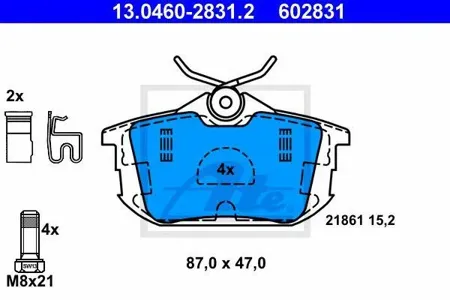 ATE 13046028312 Колодки торм.задние Volvo S40 all 95-04