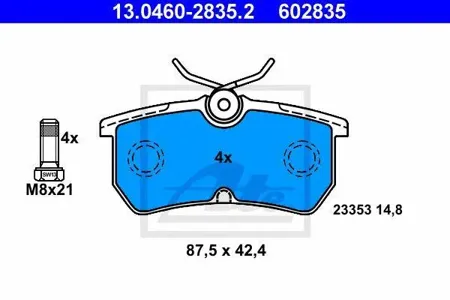 ATE 13046028352 Колодки торм.задние Ford Focus
