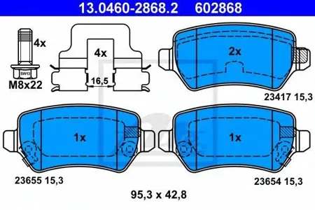 ATE 13046028682 Колодки торм.задние Opel Astra G 1.8-2.2DT 01-04 Zafira 2.2iDTi 01>