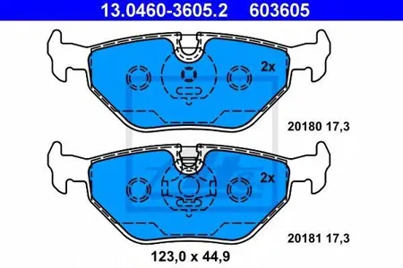 ATE 13046036052 Колодки торм.задние . BMW E46 1.6i-2.8iD 98>,Rover 75 1.8-2.5CDT 99>