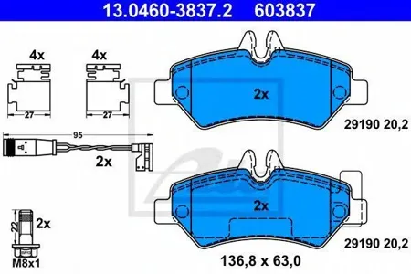 ATE 13046038372 Колодки торм. Mercedes VW Sprinter Crafter 06- задн.