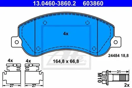 ATE 13046038602 Колодки торм.передние VW Amarok 2.0TDIBiTDI 10>