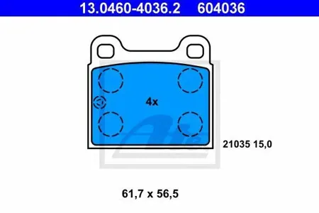 ATE 13046040362 Колодки торм.задние =006 60=FDB2M=FDB2X Mercedes W123 2.0-3.0DTD 76-85