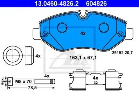 ATE 13046048262 Колодки торм.передние Mercedes Sprinter 209CDi-324CDi, VW Crafter 3035 2.5TDi 06>