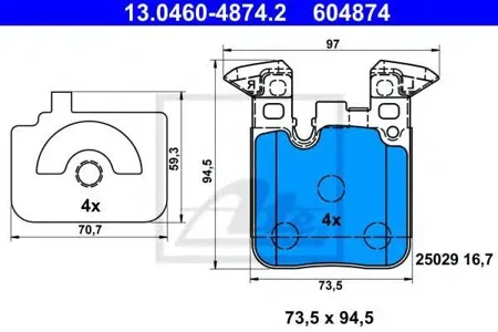 ATE 13046048742 Колодки торм.задние BMW F20F21F30F31F34 1.4-2.81.6D-2.4D 10>