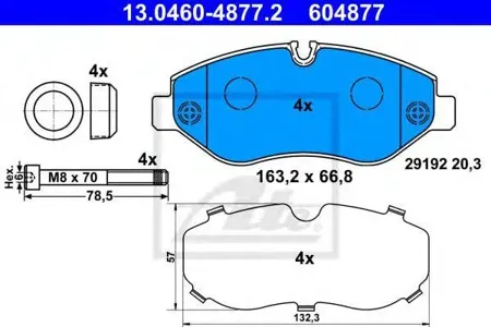 ATE 13046048772 Колодки торм.передние Mercedes Sprinter 209CDi-324CDi, VW Crafter 3035 2.5TDi 06>