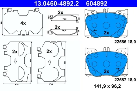 ATE 13046048922 Колодки торм.передние Mercedes W205W213GLC (X253C253) 15-