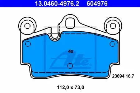 ATE 13046049762 Колодки торм.задние =FDB1627=996 00 VW Touareg 3.23.64.26.02.5TDi3.0TDi 02>
