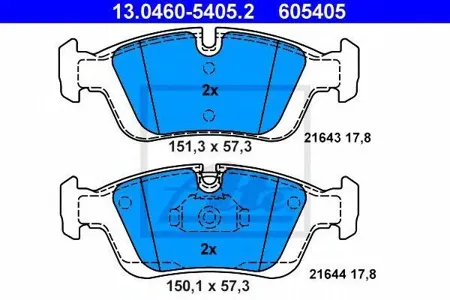 ATE 13046054052 Колодки торм.передние BMW E36 1.6i-2.8i1.8TD-2.5TDs 90>