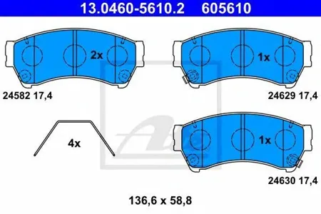 ATE 13046056102 Колодки торм.передние Mazda 6 1.82.02.5 07>