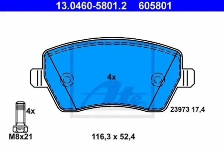 ATE 13046058012 Колодки торм.передние Nissan Micra Note , Renault Clio Modus 1.0-1.6 03>