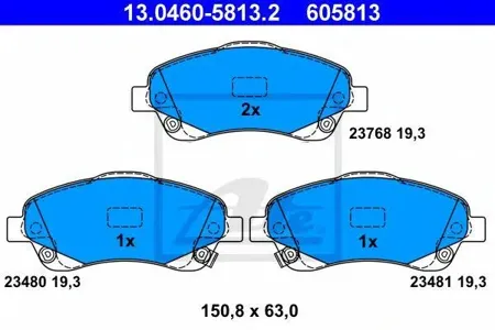 ATE 13046058132 Колодки торм.передние =1046 02=FDB1648 [0446505130] Toyota Avensis 1.62.4D4D 03>