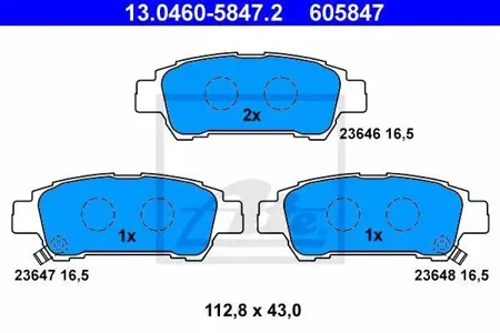 ATE 13046058472 Колодки торм.задние дат.