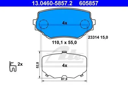 ATE 13046058572 Колодки торм.передние Suzuki Vitara 1.6-2.02.0TD 90-98 Grand Vitara 98>