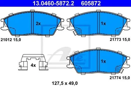 ATE 13046058722 Колодки торм.передние Hyundai Accent all 00>