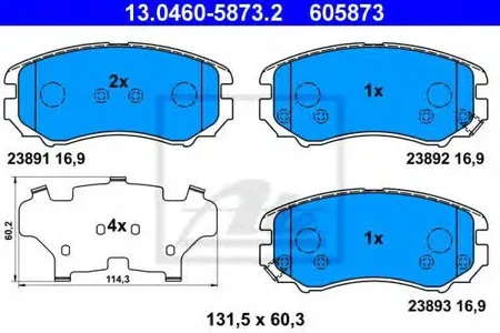ATE 13046058732 Колодки Hyundai Tucson , Sonata Kia Sportage , Magentis
