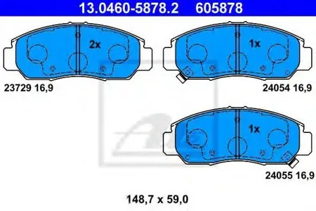 ATE 13046058782 Колодки торм.передние Honda Civic sedan 06 =>,STREAM 00=>