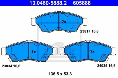 ATE 13046058882 Колодки торм.передние =875 01=D9042-01 Suzuki Liana 1.3i1.6i1.6 &4WD 01>