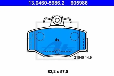 ATE 13046059862 Колодки торм.задние Nissan Primera P10,P11, Almera N16