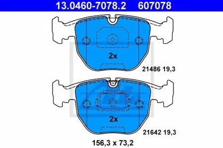 ATE 13046070782 Колодки торм.передние BMW E39 3.0-4.03.0D 00-03E53 3.04.43.0D 00>