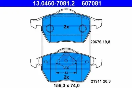 ATE 13046070812 Колодки торм. VAG A3A4 Octavia -10 передн.