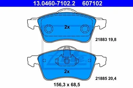 ATE 13046071022 Колодки торм.передние =FDB1163=571934B VW T4 2.5TDi &Syncro 96-98