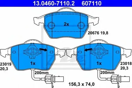 ATE 13046071102 Колодки торм.передние VW Passat 97>