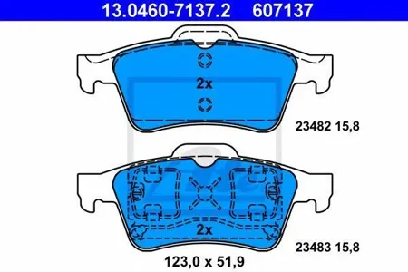 ATE 13046071372 Колодки торм.задние Nissan Primera 02>, Renault Laguna 01>