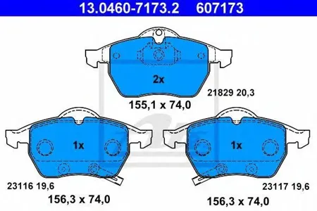 ATE 13046071732 Колодки торм.передние =390 32=FDB1535=571997B Saab 9-3 2.0-2.2TiD 98-029-5 all 97>