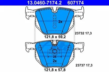 ATE 13046071742 Колодки торм.задние BMW E60 2.0i-4.5i3.0D 03>