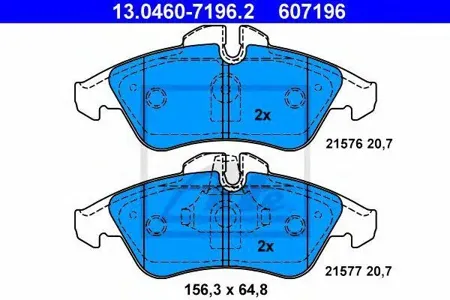 ATE 13046071962 Колодки торм.передние Mercedes Vito Sprinter 208D308D, VW LT 28-35 95>