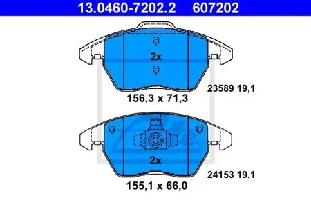 ATE 13046072022 Колодки торм.передние Peugeot 2083008308 12>