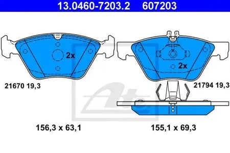 ATE 13046072032 Колодки торм.передние Mercedes W210 2.0T-3.22.5TD2.7CDi 96-02