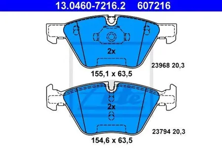 ATE 13046072162 Колодки торм.передние BMW E90E91 2.02.53.0i 05>