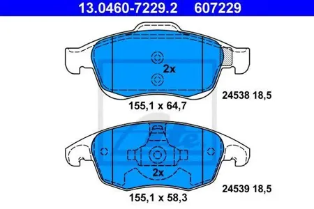 ATE 13046072292 Колодки торм.передние =1248 00 Citroen C4 Picasso 1.6HDi1.8i 06>