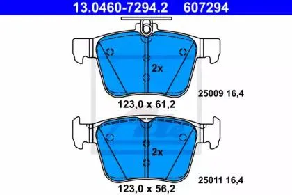 ATE 13046072942 Колодки торм.задние Audi A3, VW Golf VII 1.2TSI-1.8TFSI2.0TDI 12>