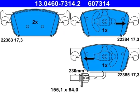ATE 13046073142 Колодки торм. Audi A4 15-A5 16- передние