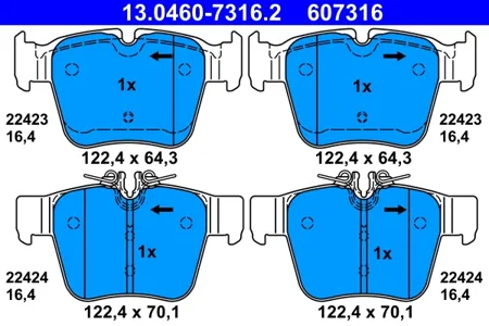 ATE 13046073162 Колодки торм.задние Mercedes W205X253 15>