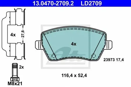 ATE 13047027092 Колодки торм.передние Сeramic Nissan Micra Note , Renault Clio Modus 1.0-1.6 03>