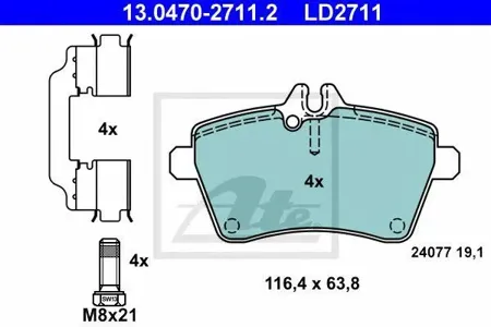ATE 13047027112 Колодки торм. Mercedes AB -12 передн. CERAMIC