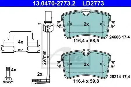 ATE 13047027732 Колодки торм.задние Audi A8 4.2FSITDI 09>