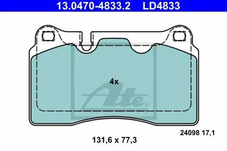 ATE 13047048332 Колодки торм.передние VW Touareg , Land Rover Range Rover 3.2-4.2i3.0TDi V6 05>