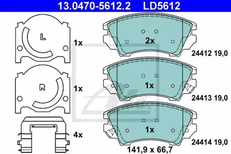ATE 13047056122 Колодки торм.передние с антискрип. пл. Opel Insignia 2.0CDTi 190HP2.0 Turbo 08>