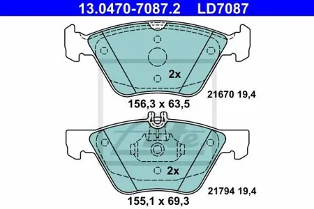 ATE 13047070872 Колодки торм.передние Mercedes W210 2.0T-3.22.5TD2.7CDi 96-02