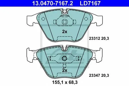 ATE 13047071672 Колодки торм.передние Ceramic BMW E65E66 3.5i4.5i3.0D4.0D 01>