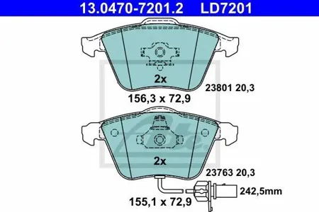 ATE 13047072012 Колодки торм.передние Audi A8 3.0-4.0DT 02> disc 360x34