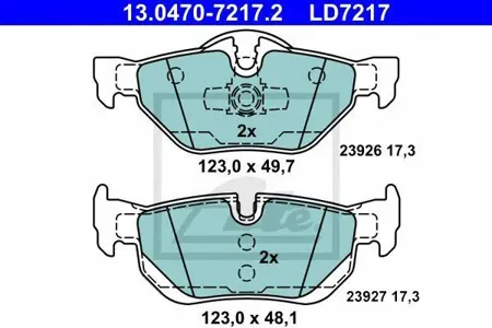 ATE 13047072172 Колодки торм.задние Ceramic BMW E87 2.0i2.0D 04>